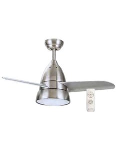 Ventilador de teto Kidau com luz CCT regulável e controle Ø91 3 lâminas Níquel