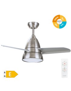Ventilador de teto Kidau com luz CCT regulável e controle Ø91 3 lâminas Níquel 2