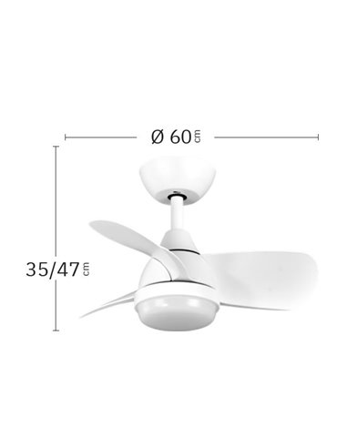 DC-Ventilator 24 W Pirdo Weiß 3 Flügel