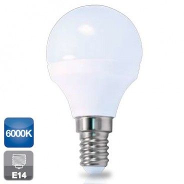 Bombilla de led esférica E14 6W luz fría 6000K 560 lm GSC 2002366