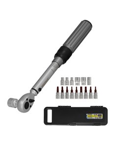 Llave Dinamometrica 1/4" Con 9 Puntas Hexagonales y 5 Vasos. Llave De Torque Camiones, Coches, Motos, Micro Ajustes, Acero CRV