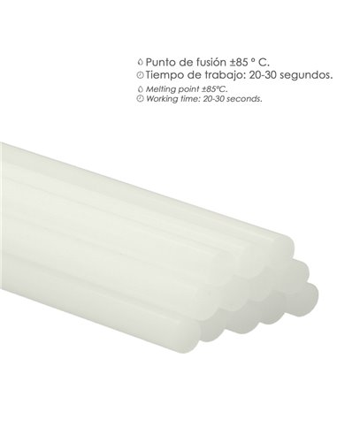 Barras De Pegamento Caliente Ø 7,2 mm. Blister 12 Unidades. Barras Silicona, Pegamento Pistola Termofusible, Silicona Pistola