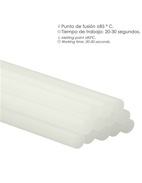 Barras De Pegamento Caliente Ø 7,2 mm. Blister 12 Unidades. Barras Silicona, Pegamento Pistola Termofusible, Silicona Pistola