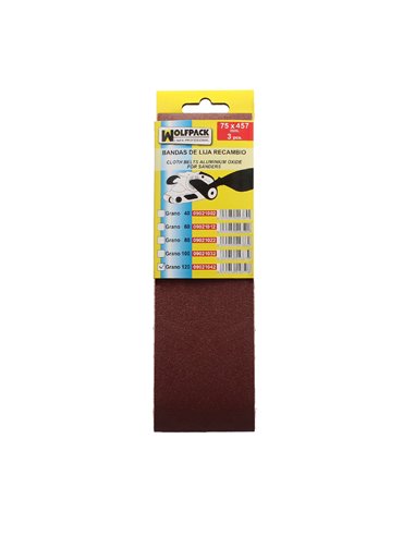 Lija Recambio Para Lijadoras De Banda  75x457 mm. Grano 120 (Pack 3 Piezas)