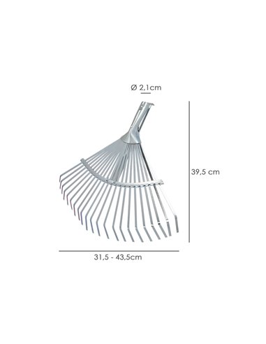 Rastrillo Metalico Para Jardin Ancho Regulable 31,5 A 43,5 cm. rastrillo Hojas, Cepillo Jardin, Escoba Metalica, Escoba Jardin