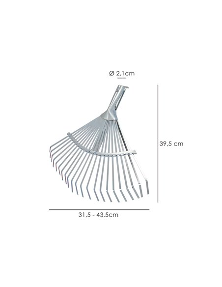 Rastrillo Metalico Para Jardin Ancho Regulable 31,5 A 43,5 cm. rastrillo Hojas, Cepillo Jardin, Escoba Metalica, Escoba Jardin