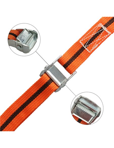 Cinta De Amarre Con Trinquete 5 metros x 38 mm. Trinquete Metalico Automatico, Cincha, Eslinga Mercancia, Correa Sujeción