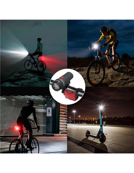 Kit Luces Led Delantera y Trasera Para Bicicleta / Patinete. Funcionamiento a Pilas.