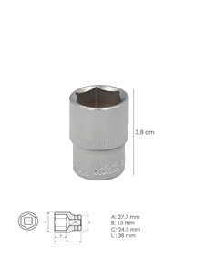 Llave Vaso 1/2" Hexagonal 21 mm. Perfil de 6 caras. Acero Cromo Vanadio, Aristas Redondas 2