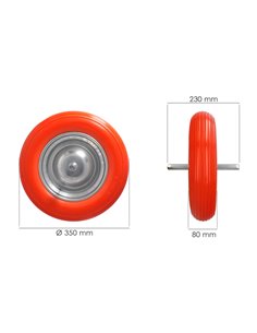 Rueda Carretilla Obra / Jardin Maciza Llanta Acero "Plus" Naranja Impinchable, Rueda Carretilla Con Eje Ø 19 mm Rueda Ø 35 cm 2