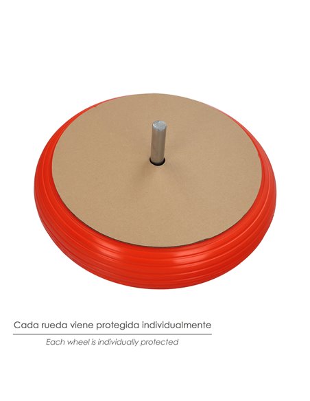 Rueda Carretilla Obra / Jardin Maciza Llanta Acero "Plus" Naranja Impinchable, Rueda Carretilla Con Eje Ø 19 mm Rueda Ø 35 cm