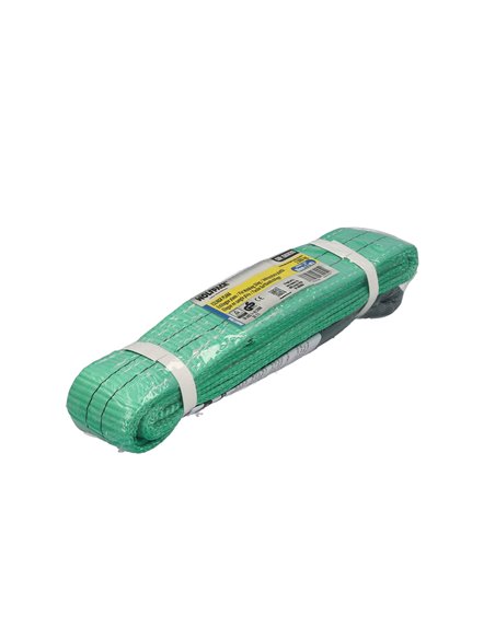 Eslinga Plana Doble Banda 2.000 Kg. Factor Seguridad 7:1, Longitud: 2 Metros Ancho 6 cm. 100% Poliester. Color Verde