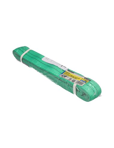 Eslinga Plana Doble Banda 2.000 Kg. Factor Seguridad 7:1, Longitud: 3 Metros Ancho 6 cm. 100% Poliester. Color Verde