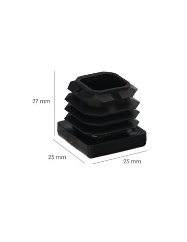 Contera Interior Plastico Cuadrada 25x25 mm. Color Negro. Bolsa 200 Unidades. Contera Mesa, Silla, Muebles, Estanteria