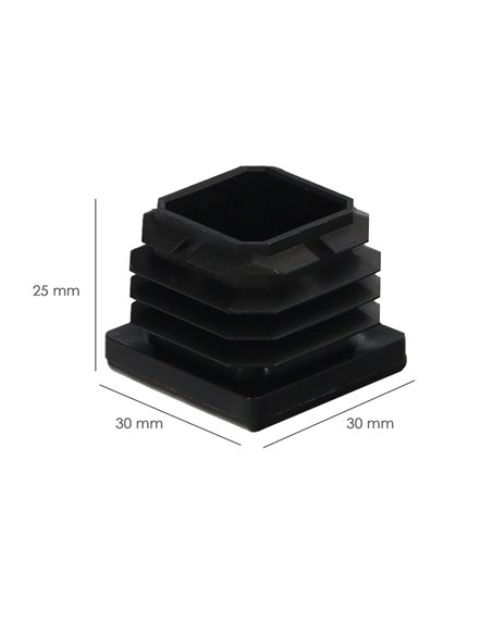 Contera Interior Plastico Cuadrada 30x30 mm. Color Negro. Bolsa 200 Unidades. Contera Mesa, Silla, Muebles, Estanteria