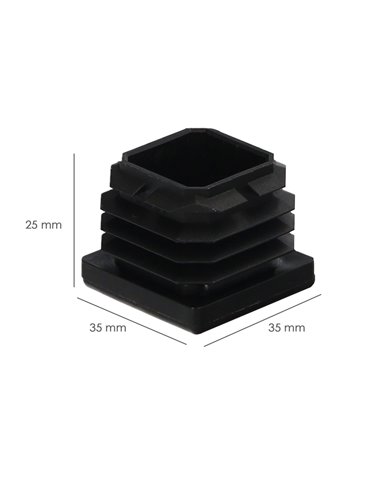 Contera Interior Plastico Cuadrada 35x35 mm. Color Negro. Bolsa 200 Unidades. Contera Mesa, Silla, Muebles, Estanteria