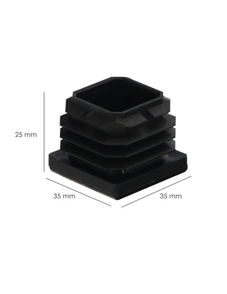 Contera Interior Plastico Cuadrada 35x35 mm. Color Negro. Bolsa 200 Unidades. Contera Mesa, Silla, Muebles, Estanteria