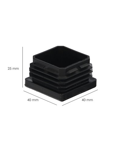Contera Interior Plastico Cuadrada 40x40 mm. Color Negro. Bolsa 100 Unidades. Contera Mesa, Silla, Muebles, Estanteria