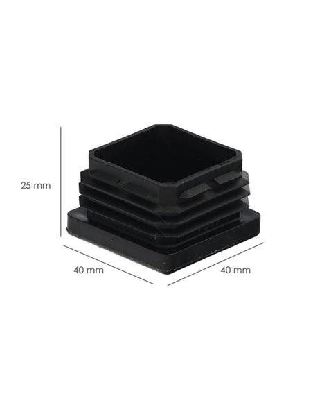 Contera Interior Plastico Cuadrada 40x40 mm. Color Negro. Bolsa 100 Unidades. Contera Mesa, Silla, Muebles, Estanteria