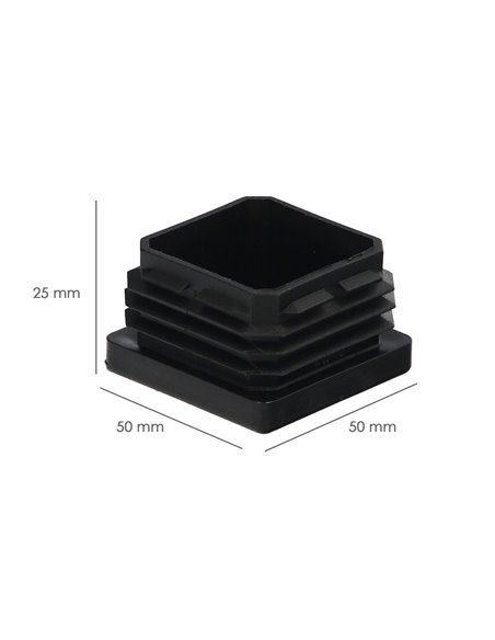 Contera Interior Plastico Cuadrada 50x50 mm. Color Negro. Bolsa 100 Unidades. Contera Mesa, Silla, Muebles, Estanteria