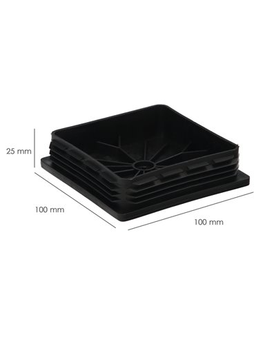 Contera Interior Plastico Cuadrada 100x100 mm. Color Negro. Bolsa 25 Unidades. Contera Mesa, Silla, Muebles, Estanteria