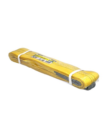 Eslinga Plana Doble Banda 3.000 Kg. Factor Seguridad 7:1, Longitud: 6 Metros Ancho 9 cm. 100% Poliester. Color Amarilla