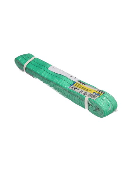 Eslinga Plana Doble Banda 2.000 Kg. Factor Seguridad 7:1, Longitud: 4 Metros Ancho 6 cm. 100% Poliester. Color Verde