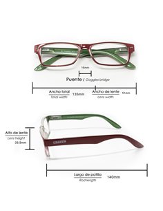 Gafas Lectura Kansas Rojo / Verde. Aumento +3,5 Gafas De Vista, Gafas De Aumento, Gafas Visión Borrosa 2