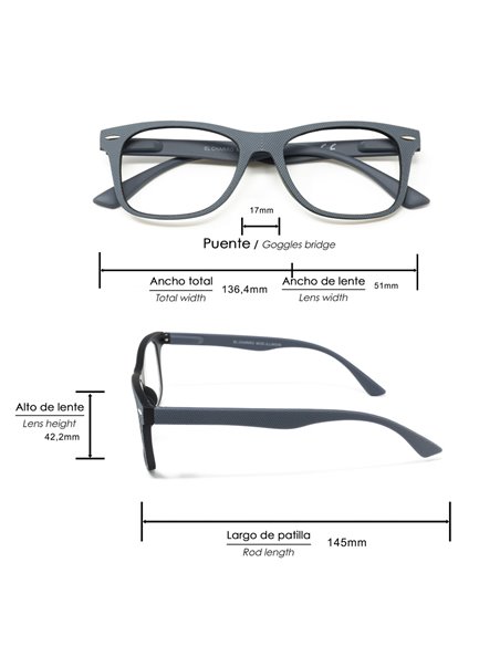 Gafas Lectura Illinois Gris Aumento +3,5 Gafas De Vista, Gafas De Aumento, Gafas Visión Borrosa