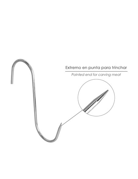 Gancho Carnicero Inoxidable Nº 1 de 4 x 100mm. Gancho Para Productos Carnicos.
