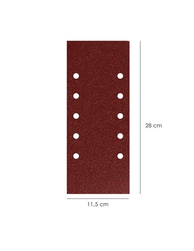 Lija Recambio Con Velcro 115x280 mm. con Agujeros Grano  180 (10 Piezas)