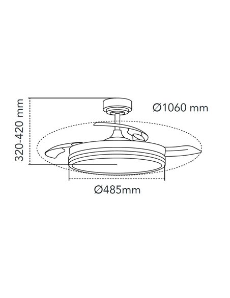 Ventilador LED aspas retráctiles Supereco Blanco 45W 4400Lm CCT