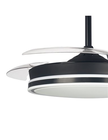Ventilador LED aspas retráctiles Supereco Negro 45W 4400Lm CCT
