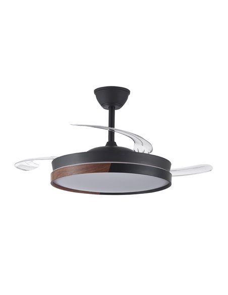 Ventilador LED aspas retráctiles Ecoro Negro 45W 4400Lm CCT