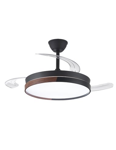 Ventilador LED aspas retráctiles Ecoro Negro 45W 4400Lm CCT