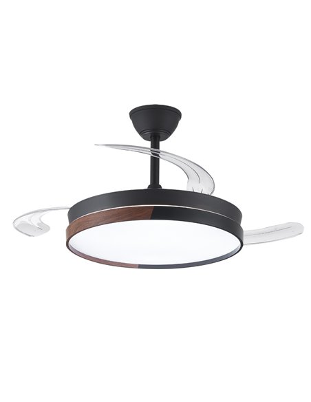 Ventilador LED aspas retráctiles Ecoro Negro 45W 4400Lm CCT