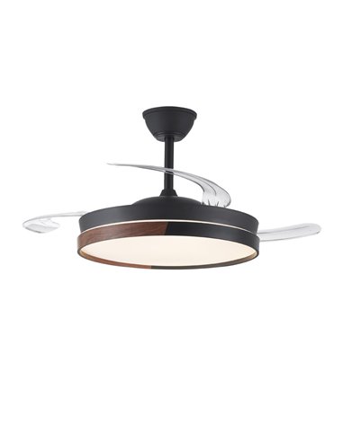 Ventilador LED aspas retráctiles Ecoro Negro 45W 4400Lm CCT