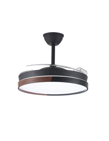Ventilador LED aspas retráctiles Ecoro Negro 45W 4400Lm CCT