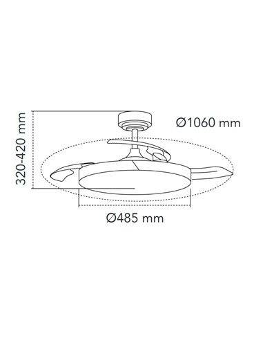 Ventilador LED aspas retráctiles Ecoro Negro 45W 4400Lm CCT