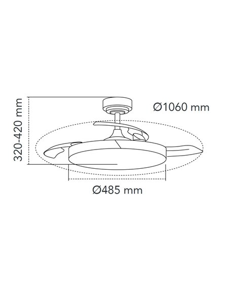 Ventilador LED aspas retráctiles Ecoro Negro 45W 4400Lm CCT
