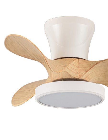 Ventilador LED Moll Blanco+Madera 20W 1900Lm CTT Dim