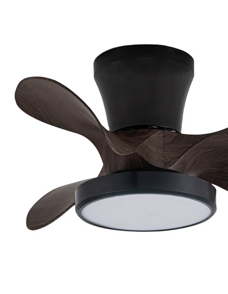 Ventilador LED Moll Negro+Madera 20W 1900Lm CCT Dim