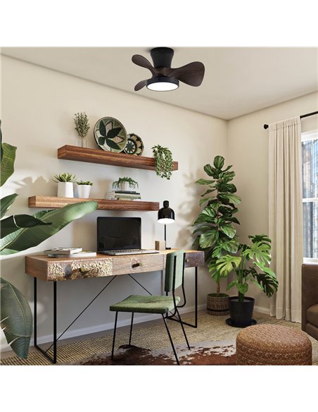 Ventilador LED Moll Negro+Madera 20W 1900Lm CCT Dim