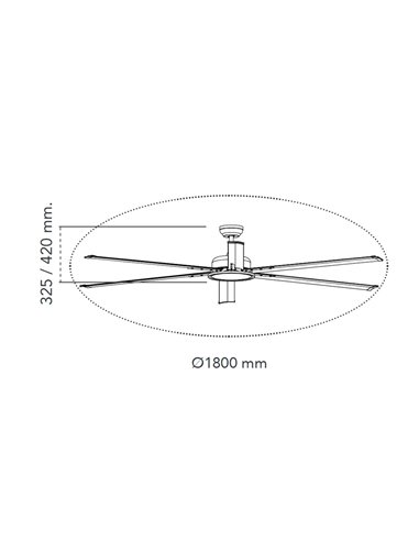 Ventilador de techo LED BigBen 180cm. 20W 2000Lm. CCT Dim