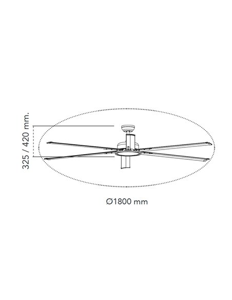 Ventilador de techo LED BigBen 180cm. 20W 2000Lm. CCT Dim