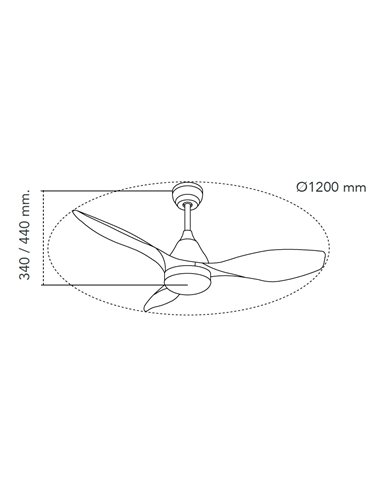 Ventilador LED Stel Negro+Madera 20W 1900Lm CCT Dim