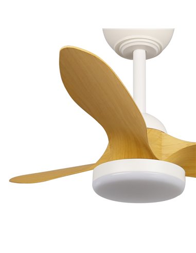 Ventilador LED Stel Mini S Blanco+Madera 20W 1900Lm CCT Dim
