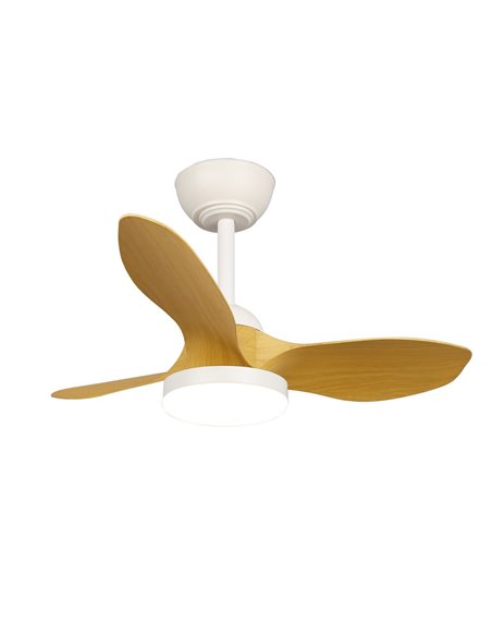 Ventilador LED Stel Mini S Blanco+Madera 20W 1900Lm CCT Dim