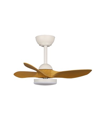 Ventilador LED Stel Mini S Blanco+Madera 20W 1900Lm CCT Dim