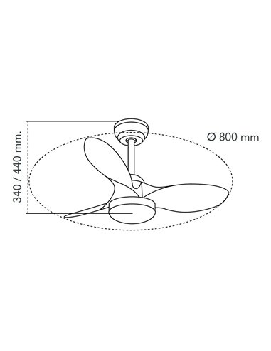 Ventilador LED Stel Mini S Blanco+Madera 20W 1900Lm CCT Dim